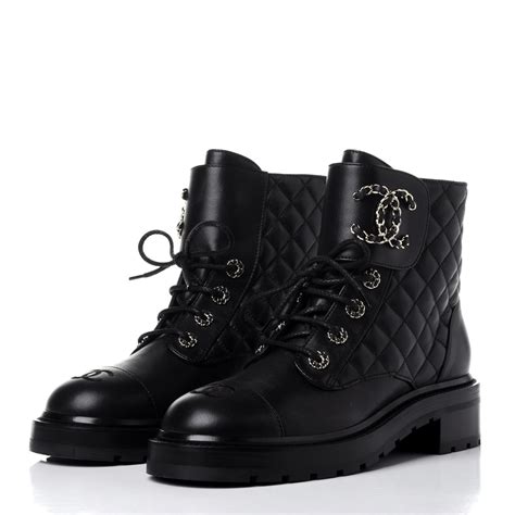 chanel botjes|Chanel lambskin boots.